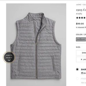 NEW JoS. A. Bank 1905 Collection Tailored Fit Quilted Vest M Grey